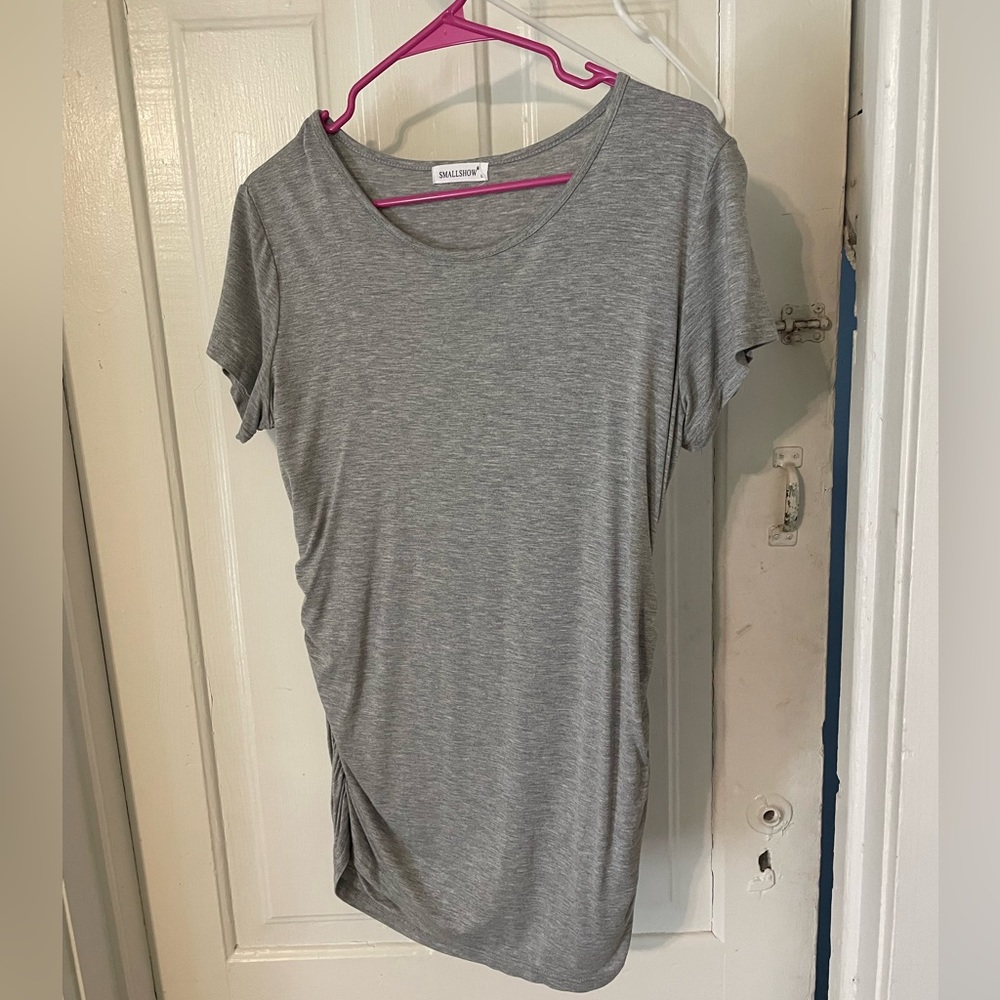 Grey ruched maternity top
